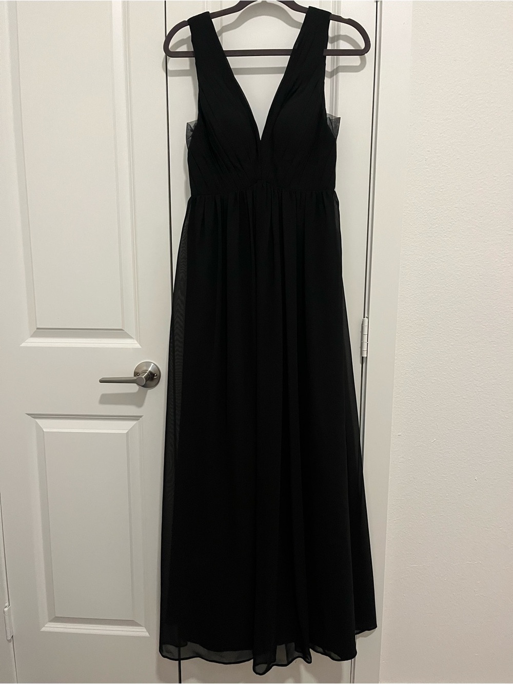 Azazie Black Sleeveless V-Neck Maxi Gown